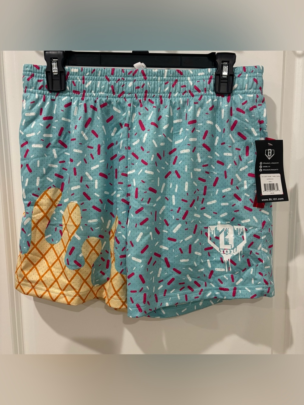Baseball Lifestyle Blue Ice Cream Cone  Shorts with Sprinkles